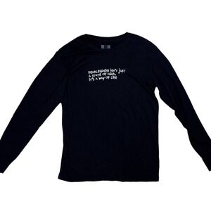 Hustle Gang Long Sleeve Shirt Mens M Black Excellent Doberman Graphic Grunge Tee